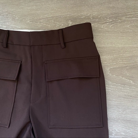 zara straight leg pants with pockets chocolate